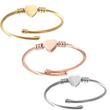 Korean Heart Stainless Steel Noose Adjustable Bracelets & Bangles Gold Cuff Bracelet Women Jewelry